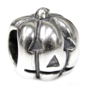 queenberry sterling silver petite jack-o-lantern european style bead charm