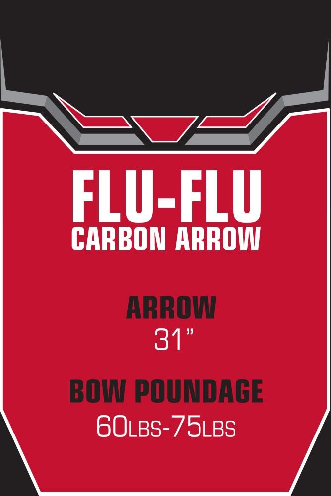 Carbon Express 50501 Flu Flu Fletched Carbon Arrows with Six 4" Full Feathers, Size 6075 (31-Inch Length), Single Pack