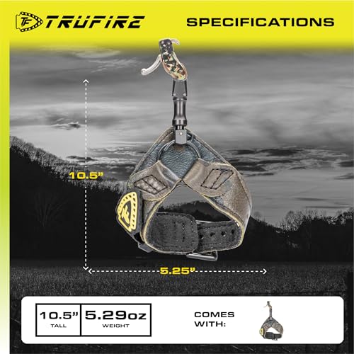 Tru-Fire Hardcore Buckle Foldback Adjustable Archery Compound Bow Release - Camo Wrist Strap with Foldback Design