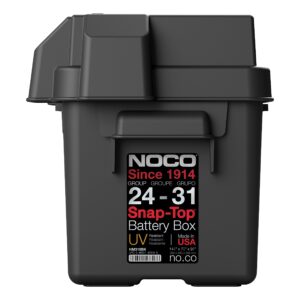 NOCO Snap-Top HM318BKS Battery Box, Group 24-31 12V Outdoor Waterproof Battery Box for Marine, Automotive, RV, Boat, Camper and Travel Trailer Batteries