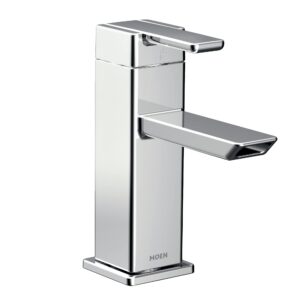 Moen 90 Degree Chrome One-Handle Modern Bathroom Faucet with Drain Assembly, S6700