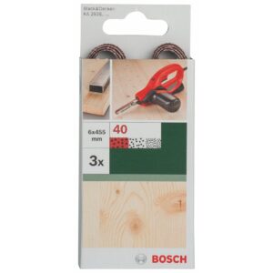 Bosch Sanding Belts for Black and Decker Powerfile (6mm width / 40 Grit / 3 Pieces/Wood/Part Number 2609256234)