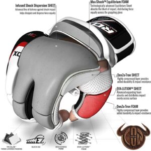 RDX MMA Gloves Sparring Martial Arts Grappling Cowhide Leather Training UFC Cage Fighting Combat Gel Mitts Punching Bag Gel Mitts