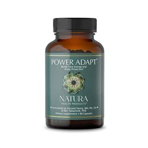 natura health products power adapt supplement - deep adrenal and endocrine support - featuring ashwagandha, ginseng, rhodiola rosea root ext. and cordyceps (60 capsules)