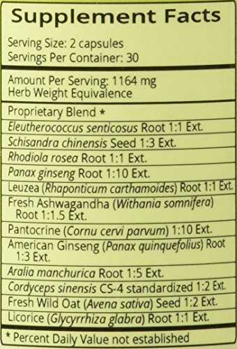 Natura Health Products Power Adapt Supplement - Deep Adrenal And Endocrine Support - Featuring Ashwagandha, Ginseng, Rhodiola Rosea Root Ext. And Cordyceps (60 capsules)