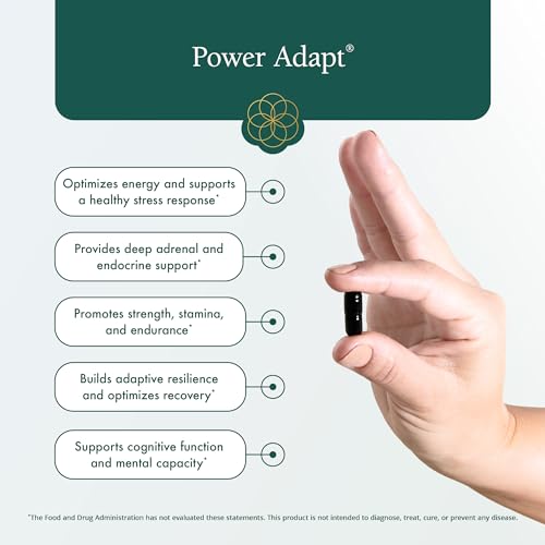 Natura Health Products Power Adapt Supplement - Deep Adrenal And Endocrine Support - Featuring Ashwagandha, Ginseng, Rhodiola Rosea Root Ext. And Cordyceps (60 capsules)