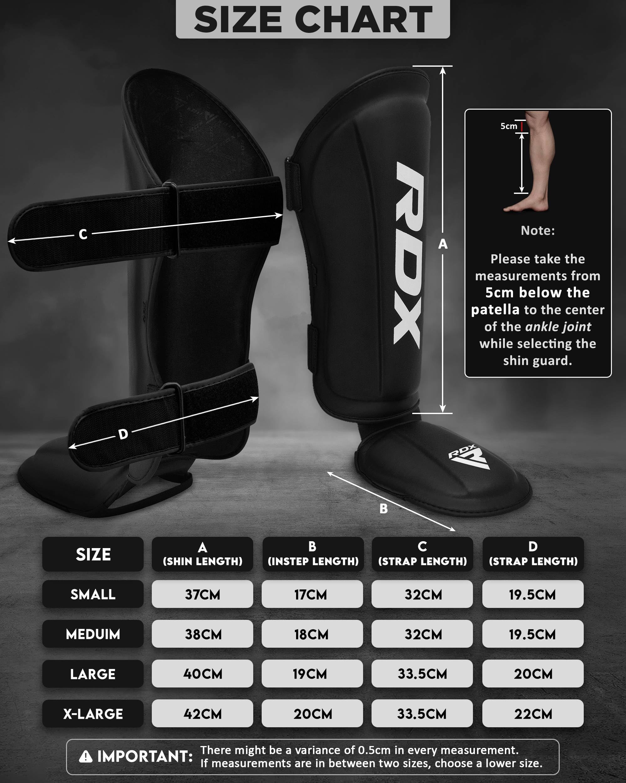 RDX Shin Guards Kickboxing Muay Thai, SATRA SMMAF Approved, Premium Maya Hide Leather, Leg Instep Protection Pads, MMA Martial Arts Kicking Sparring Training Gear, BJJ Karate Boxing Taekwondo, Black