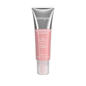 neutrogena moistureshine lip soother gloss with spf 20 sun protection, high gloss tinted lip moisturizer with hydrating glycerin and soothing cucumber for dry lips, glow 70, 35 oz