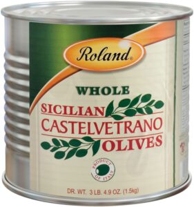 roland foods whole castelvetrano olives, specialty imported food, 3 lb 4.9 oz can