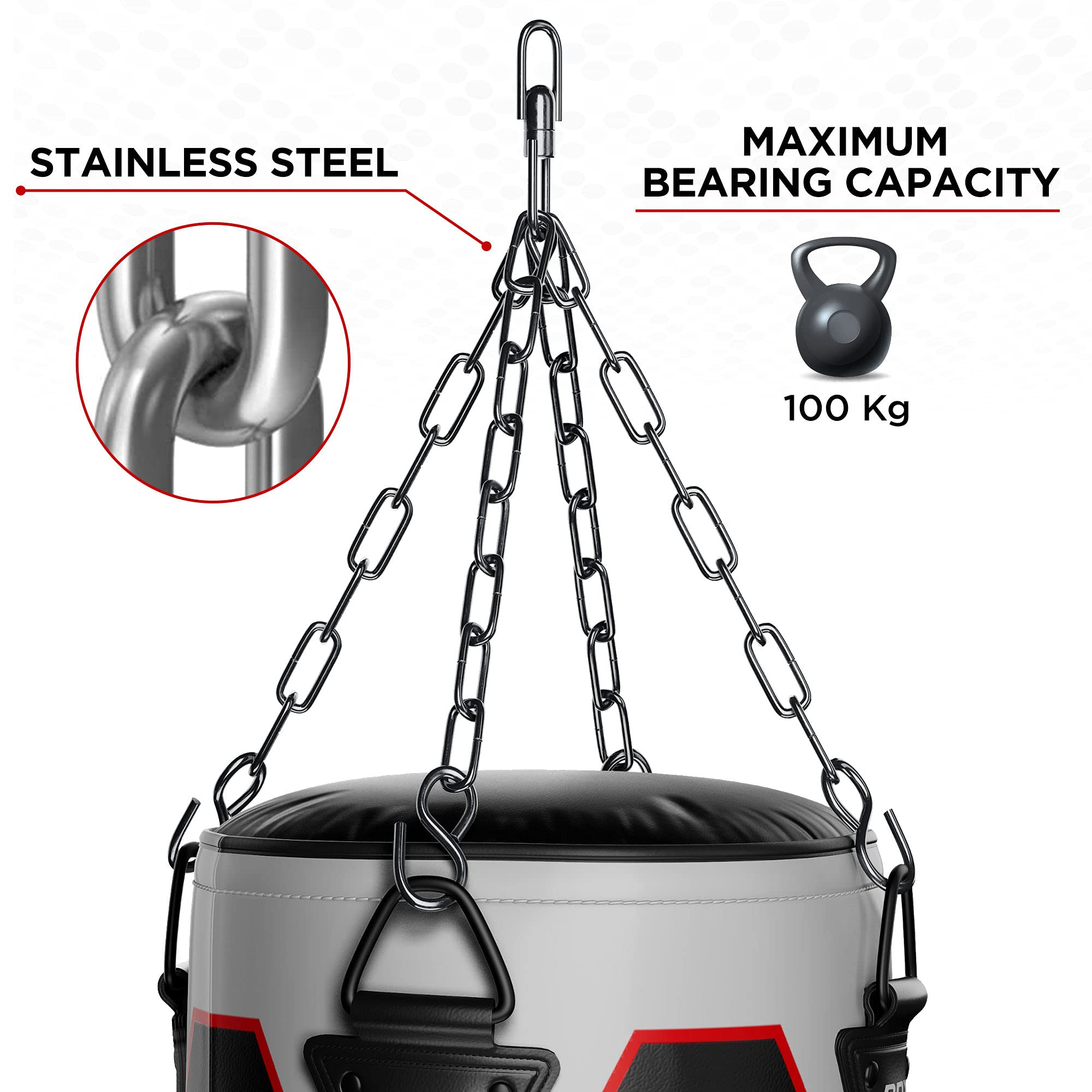 RDX Heavy Duty Boxing Punching Bag Iron 4 Panel Chains Wall Mount Punching MMA Training Hanger