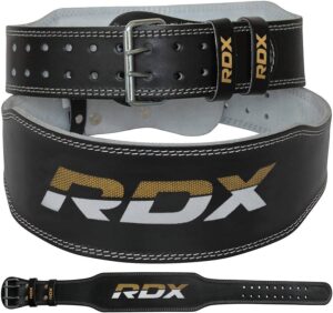 rdx weight lifting belt gym fitness, cowhide leather, 4” 6” padded lumbar back support, 10 adjustable holes, weightlifting powerlifting bodybuilding deadlift squat workout strength training, men women