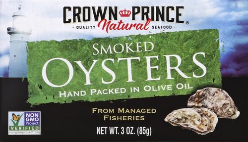 Crown Prince Natural Smoked Oysters in Pure Olive Oil, 3 Ounce