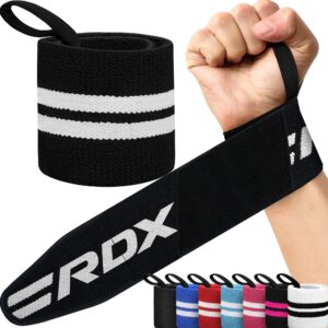 rdx wrist wraps for weightlifting (pair), ipl uspa approved, elasticated 18” cotton straps support with thumb loop, gym wrap for weight lifting powerlifting competition strength training bodybuilding