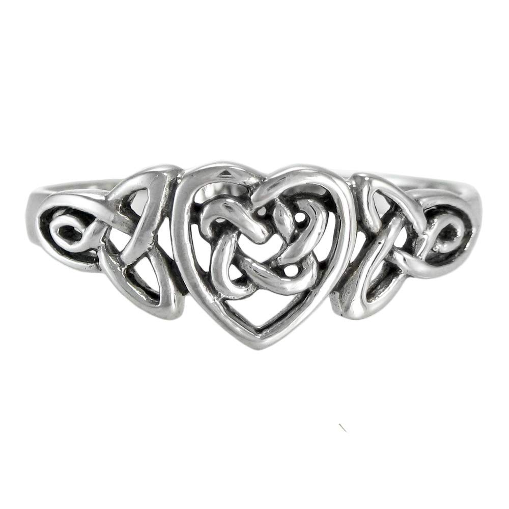 Moonlight Mysteries Silver Celtic Knot Triquetra Hidden Pentacle Heart Ring (sz 4-15) sz 6