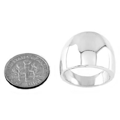 Sterling Silver Solid Large Modern Band Dome Shape Ring (10)