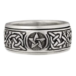 Moonlight Mysteries Silver Celtic Knot Pentacle Spinner Worry Ring for men or women (sz 4-15) sz 10