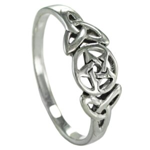 Moonlight Mysteries Sterling Silver Celtic Knot Pentacle Triquetra Pagan Wiccan Goddess Ring (sz 4-15) sz 14