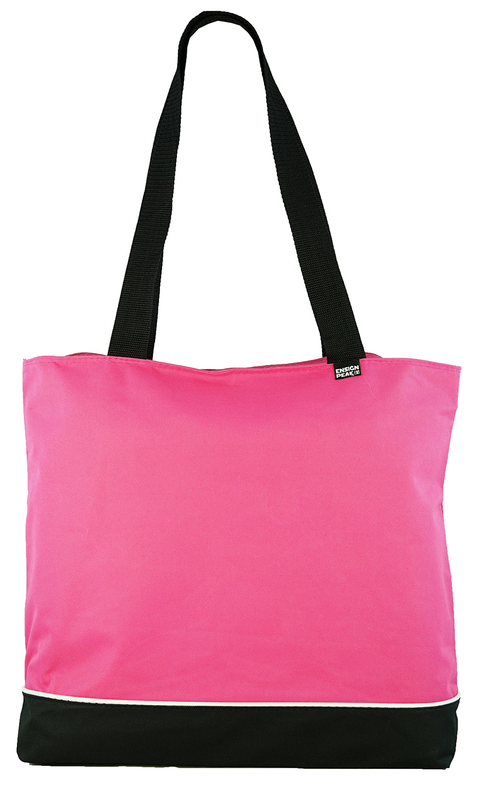 Shoulder Tote Bag with Zipper, Raspberry