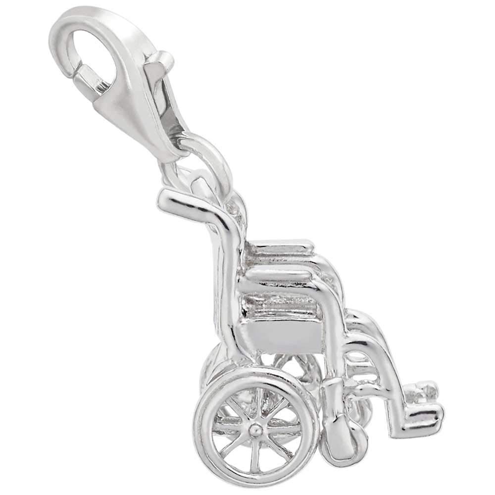 Rembrandt Charms Wheelchair Charm with Lobster Clasp, Sterling Silver