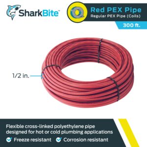 SharkBite 1/2 Inch x 300 Feet Red PEX-B, PEX Pipe Flexible Water Tubing for Plumbing, U860R300