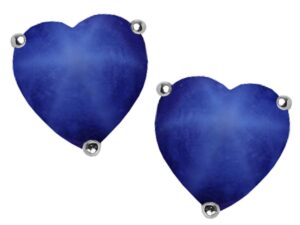 star k 7mm heart shape created star sapphire earrings studs sterling silver