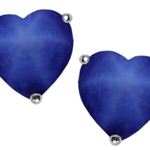 Star K 7mm Heart Shape Created Star Sapphire Earrings Studs Sterling Silver