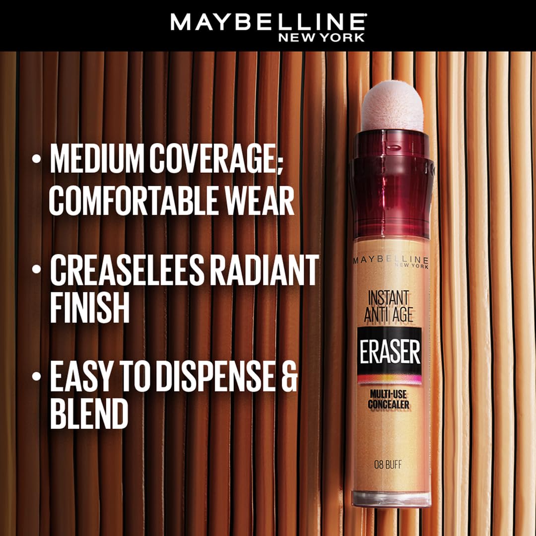 Maybelline Instant Age Rewind Eraser Dark Circles Treatment Multi-Use Concealer, 130, 1 Count (Packaging May Vary)