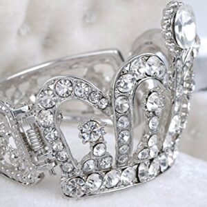 Alilang Silvery Tone Clear Crystal Colored Rhinestones Crown Tiara Princess Cuff Bracelet