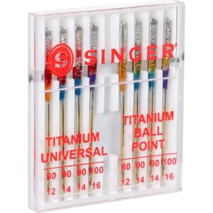 SINGER 04806 Titanium Universal Regular and Ball Point Machine Needles Combo Pack, 8-Count