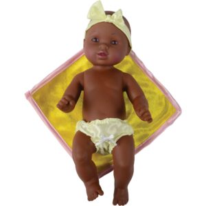 constructive playthings uni-203 12" baby tender touch doll- dark skin with a blankie