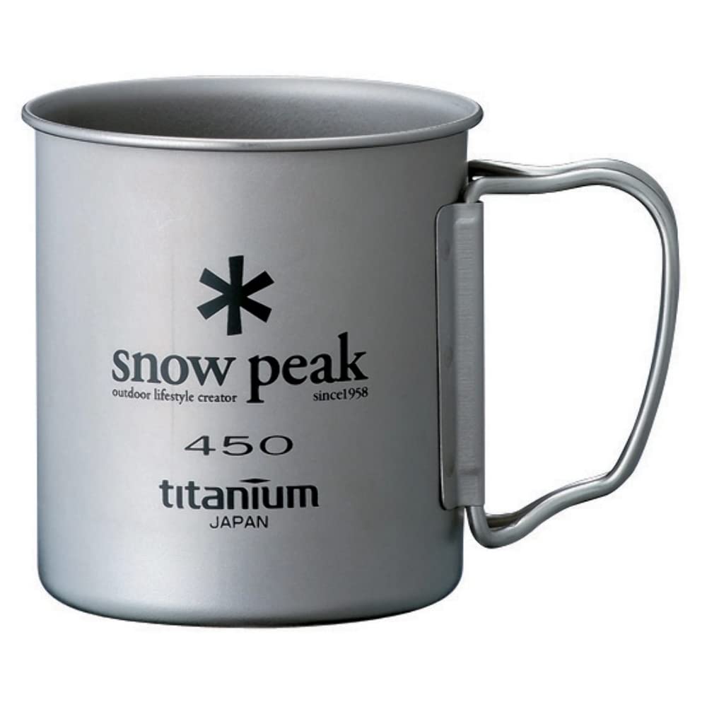 Snow Peak Titanium Single-Wall Cup - Foldable Handles - Camping & Backpacking - 15.2 fl oz - Anodized Blue