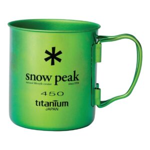 Snow Peak Titanium Single-Wall Cup - Foldable Handles - Camping & Backpacking - 15.2 fl oz - Anodized Blue