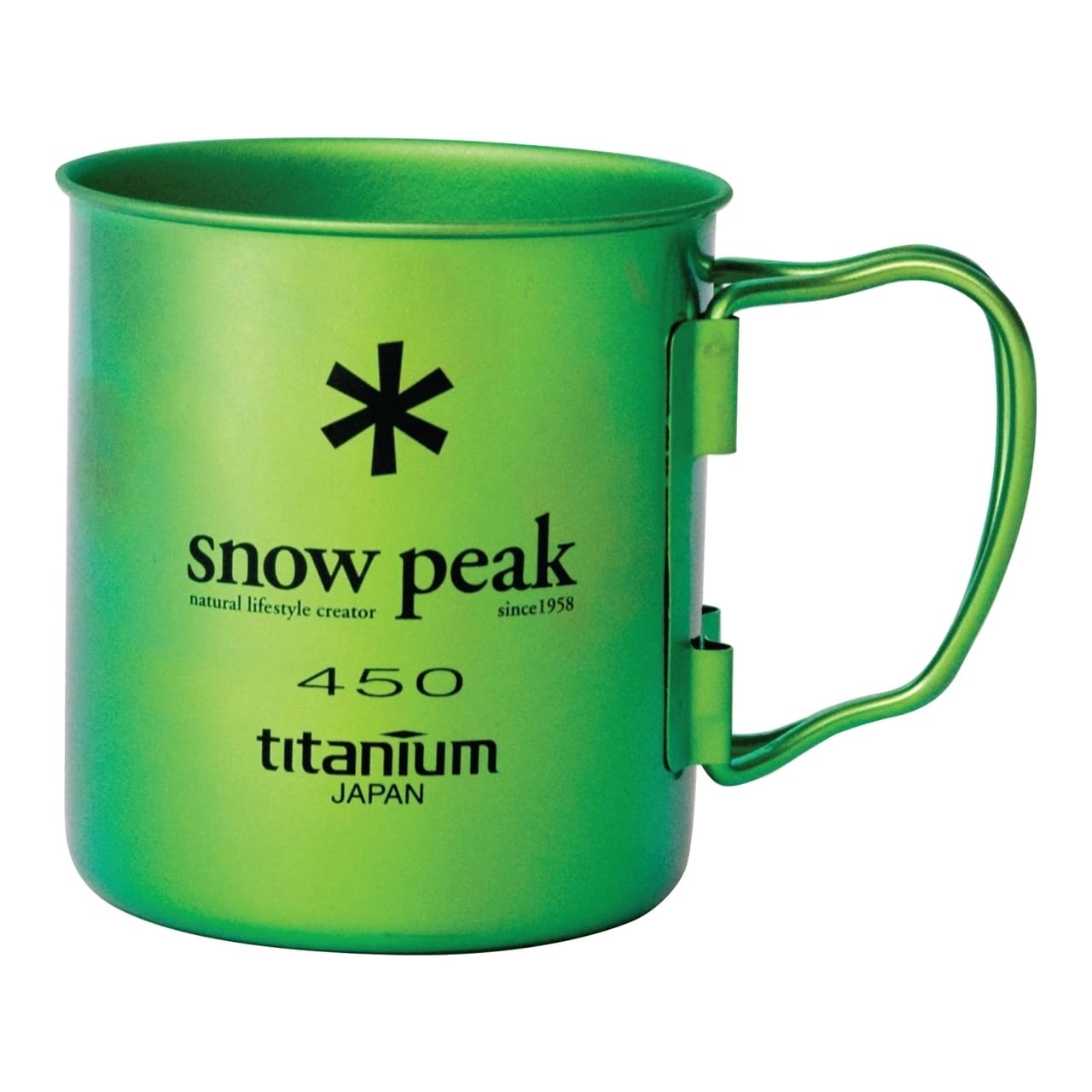 Snow Peak Titanium Single-Wall Cup - Foldable Handles - Camping & Backpacking - 15.2 fl oz - Anodized Blue