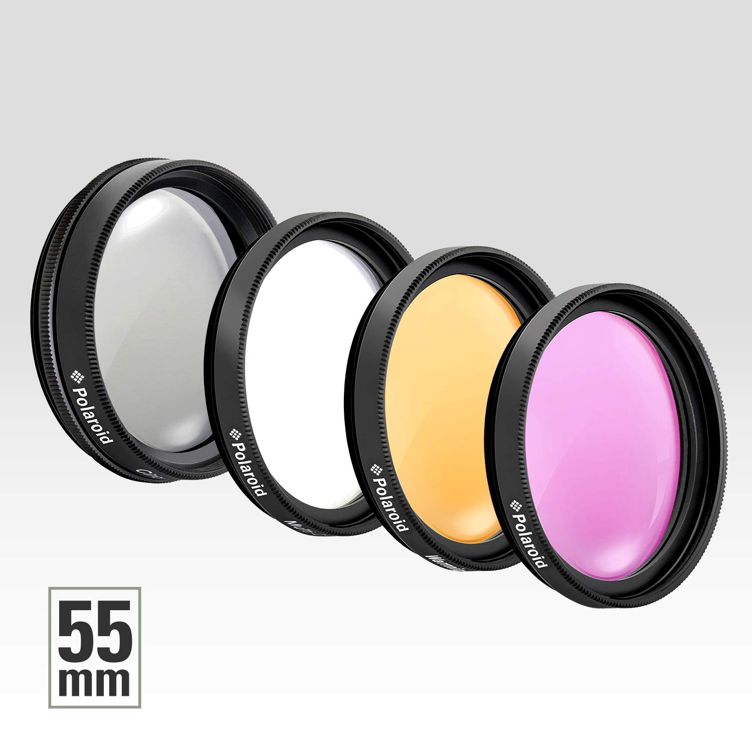 Polaroid Optics 55mm 4-Piece Filter Kit Set [UV,CPL, Warming,& FLD] includes Nylon Carry Case – Compatible w/ All Popular Camera Lens Models