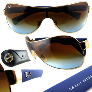 Ray-Ban RB3471 Shield Sunglasses, Gold/Gradient Brown, 32 mm