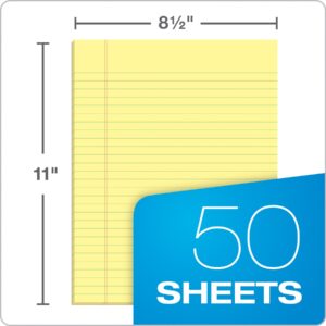 TOPS The Legal Pad Plus Writing Pads, Glue-Top, 8-1/2" x 11", Legal Rule, Canary Paper, 50 Sheets, 12 Pack (71522)