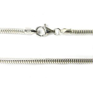 Queenberry Sterling Silver Snake Cable Bracelet with Lobster Clasp For European Bead Charms, 7"