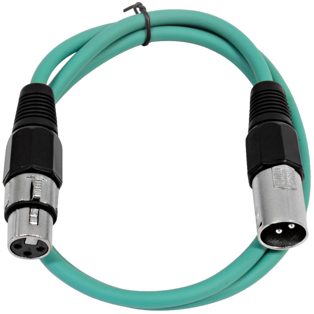 SEISMIC AUDIO - SAXLX-3 - 3' Green XLR Male to XLR Female Patch Cable - Balanced - 3 Foot Patch Cord