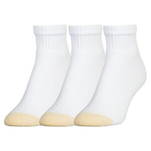 goldtoe women's ultratec quarter socks, 3-pairs, white, medium