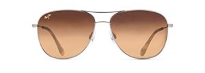 maui jim men's and women's cliff house polarized aviator sunglasses, gold/hcl® bronze, medium