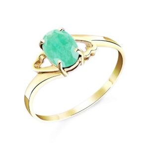 Galaxy Gold GG 14k Yellow Gold Natural Emerald Ring - Size 6