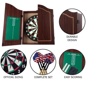 TG Dartboard Cabinet Set with Realistic Walnut Finish, brown, (15-DG910)