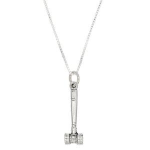 lgu sterling silver oxidized three dimensional judicial gavel necklace (20 inches)