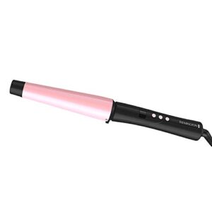 Remington CI9538 Pro 1"-1.5" Pearl Ceramic Conical Curling Wand, Digital Controls + 10 Heat Settings, Black/Pink