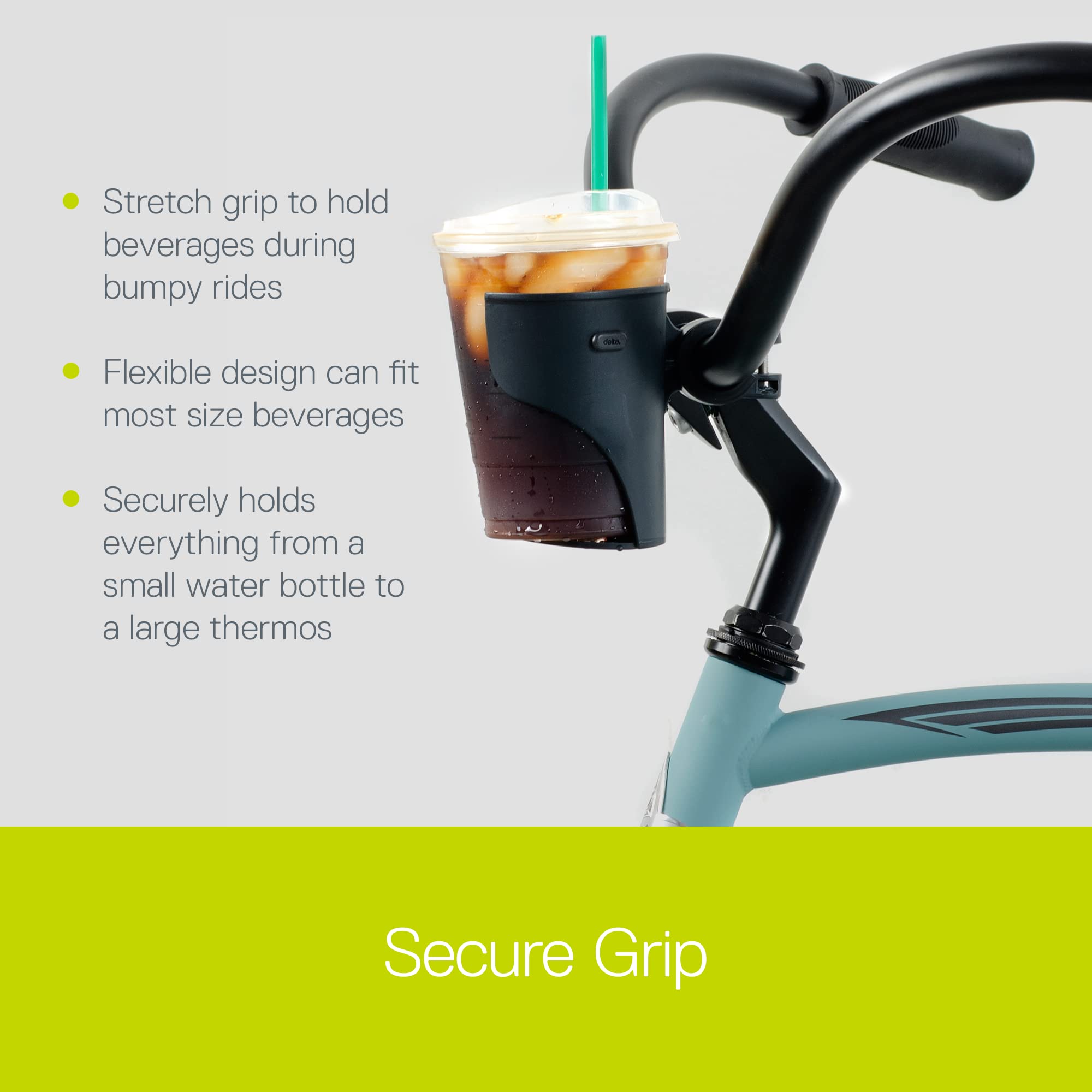 Bike Cup Holder by Delta Cycle - Expanding Beverage Cup Holder for Bike Handlebar - Universal Bike Drink Holder, Stroller Cup Holder, or Walker Cup Holder - Tool-Free Installation