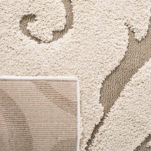 SAFAVIEH Florida Shag Collection Area Rug - 8' x 10', Cream & Beige, Scroll Design, Non-Shedding & Easy Care, 1.2-inch Thick Ideal for High Traffic Areas in Living Room, Bedroom (SG455-1113)