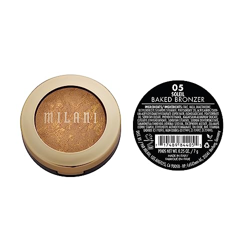 Milani Baked Bronzer - Soleil, Cruelty-Free Shimmer Bronzing Powder to Use For Contour Makeup, Highlighters Makeup, Bronzer Makeup, 0.25 Ounce