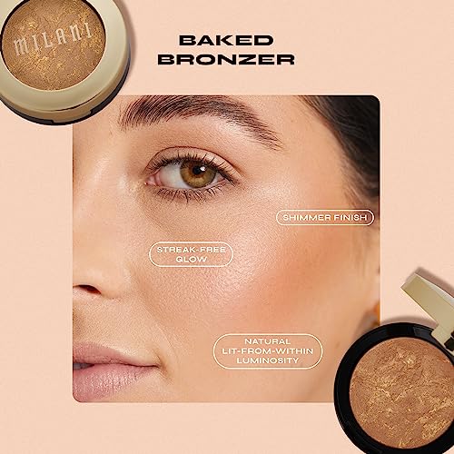 Milani Baked Bronzer - Soleil, Cruelty-Free Shimmer Bronzing Powder to Use For Contour Makeup, Highlighters Makeup, Bronzer Makeup, 0.25 Ounce