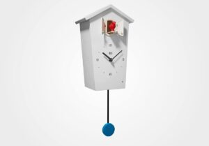 kookoo birdhouse white, modern design cuckoo clock with 12 natural bird voices or cuckoo call