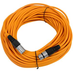 seismic audio - saxlx-100 - 100' orange xlr male to xlr female microphone cable - balanced - 100 foot patch cord